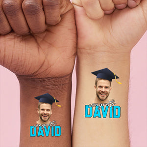Congrats, Custom Temporary Tattoo With Personalized Photo And Name, Fake Tattoo, Graduation Gift