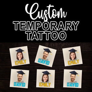 Congrats, Custom Temporary Tattoo With Personalized Photo And Name, Fake Tattoo, Graduation Gift