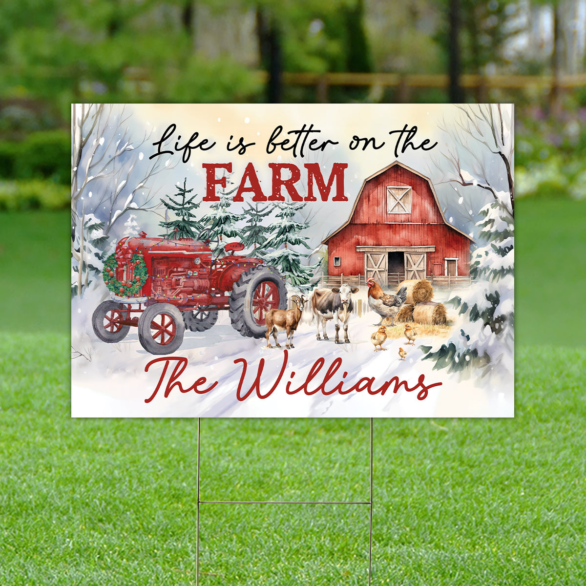 Life Is Better On The Farm - Personalized Family Name Lawn Sign, Yard Sign, Gift For Family