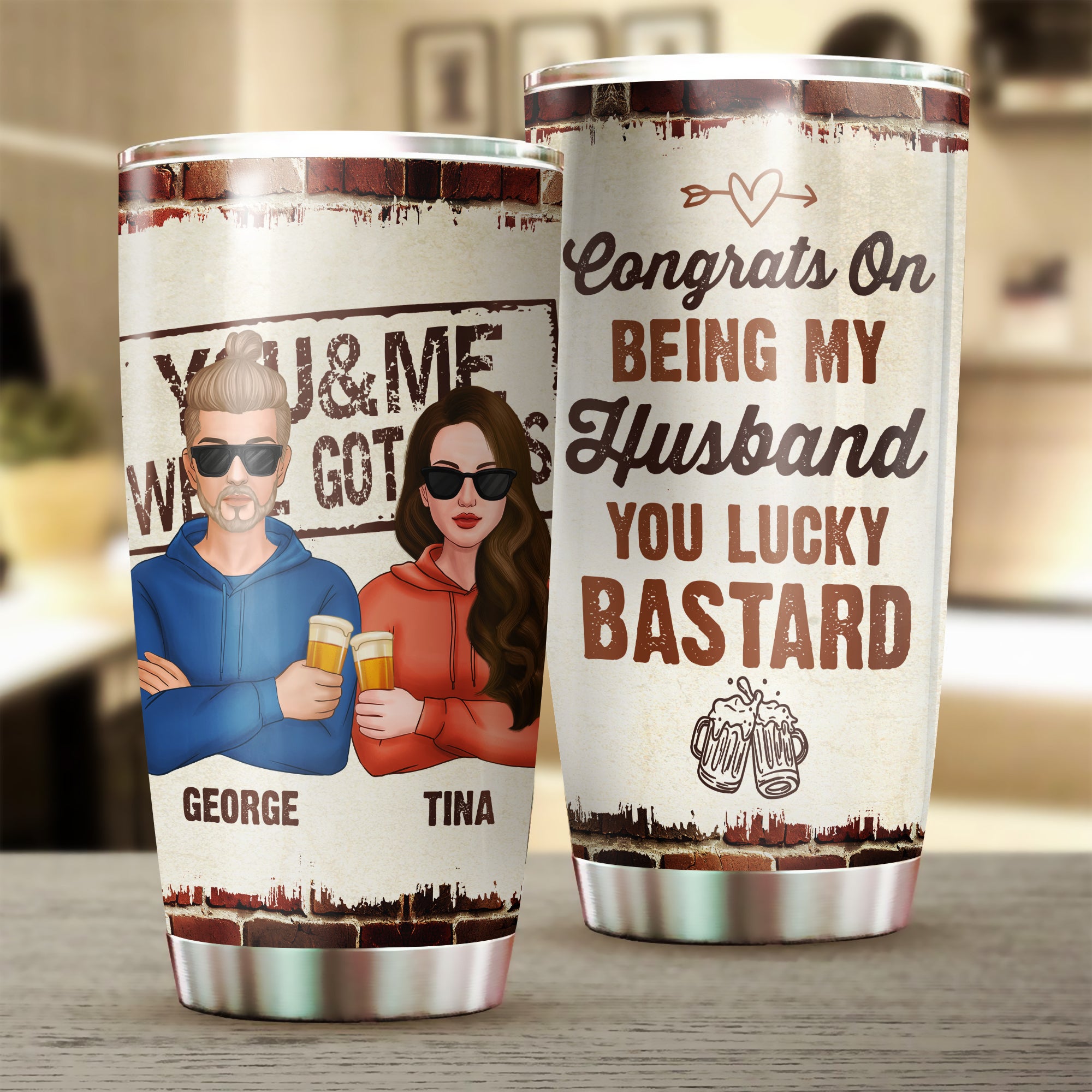 Personalized Congrats On Being Husband Tumbler, Husband & Wife, Best Gift For Couple