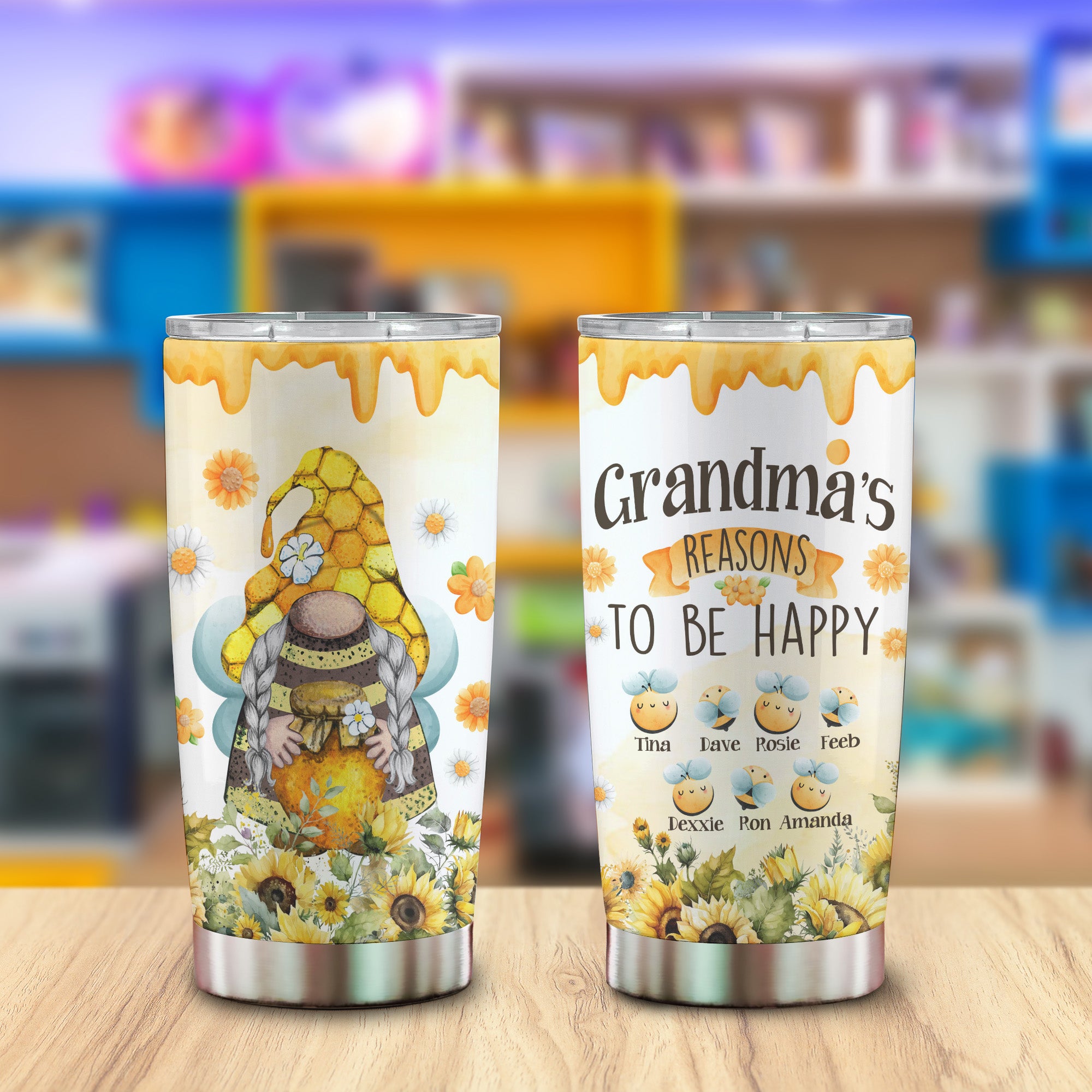 Grandma Bee Happy Reason To Be Happy Personalized Tumbler, Gift For Family