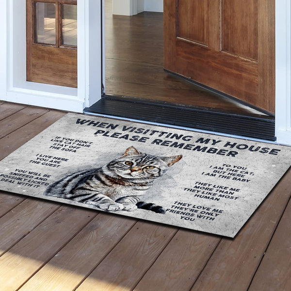 Personalized Welcome To Cat's House Doormat Fall Vibe, Cat Lover Gift