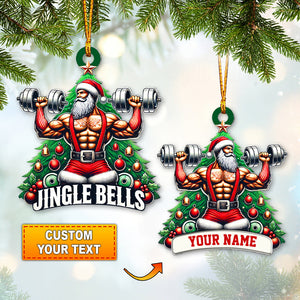 Custom Name Weightlifting Christmas Ornament, Santa Christmas Gift