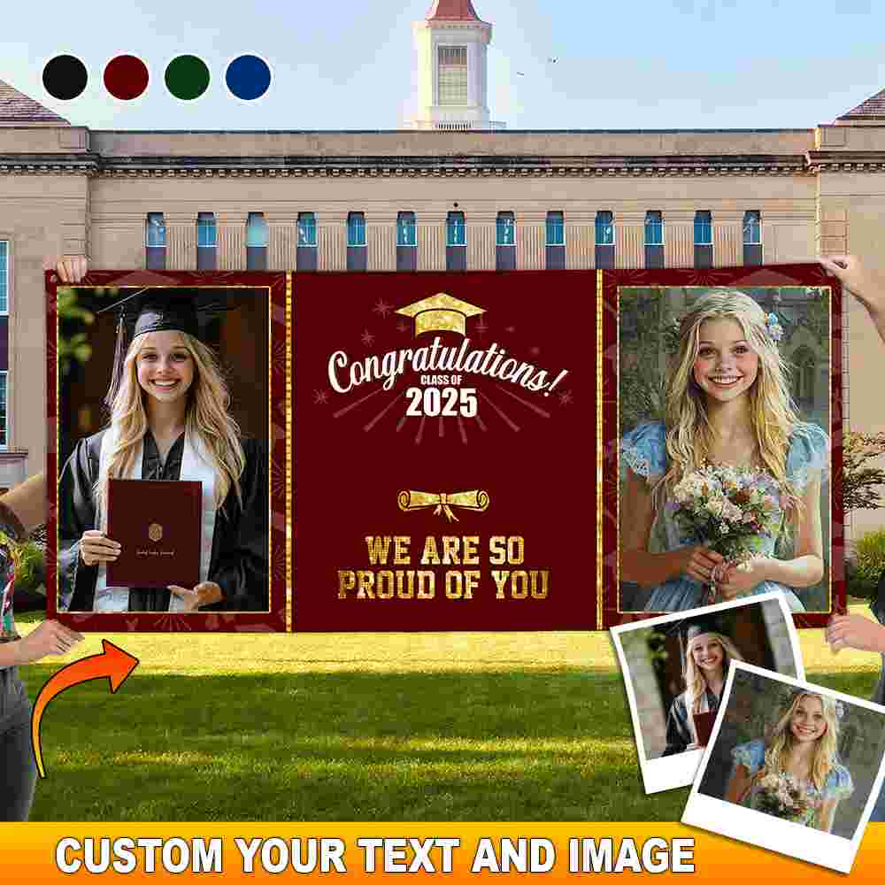 Congrats Class Of 2025- Personalized Graduated Classic Banner - Decoration Gifts