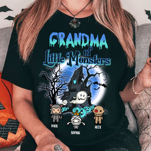 Grandma Of Little Monsters - Custom Characters And Name - Personalized T-Shirt - Halloween Family Gift