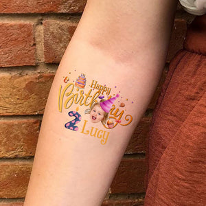 Happy Birthday Kid, Custom Photo And Text Temporary Tattoo, Personalized Tattoo, Fake Tattoo