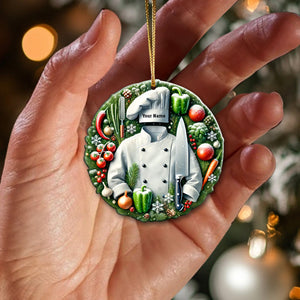 Custom Name Chef Ornament, Christmas Gift for Cooking Lover