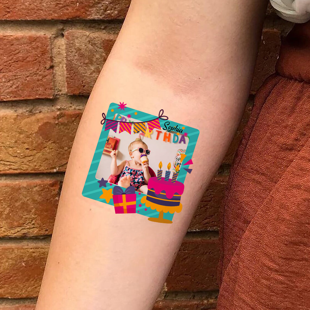 Party Tattoo Birthday, Custom Photo And Texts Temporary Tattoo, Personalized Tattoo, Fake Tattoo