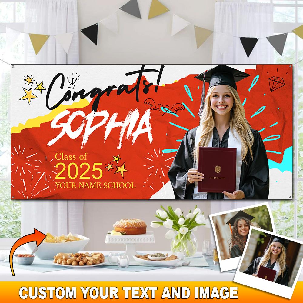 Congrats Class Of 2025 Graduate - Personalized Graduated Classic Banner - Decoration Gifts