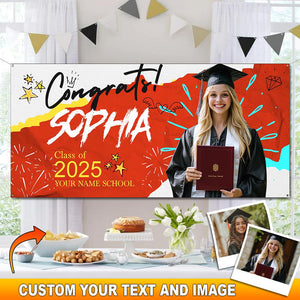 Congrats Class Of 2025 Graduate - Personalized Graduated Classic Banner - Decoration Gifts