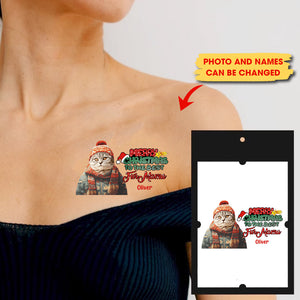 Merry Christmas To The Best Fur Mama, Custom Photo And Text Temporary Tattoo, Personalized Tattoo, Fake Tattoo