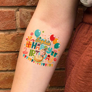 Birthday Party, Custom Photo And Text Temporary Tattoo, Personalized Tattoo, Fake Tattoo