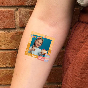 It's Birthday Party Custom Photo And Text Temporary Tattoo, Personalized Tattoo, Fake Tattoo