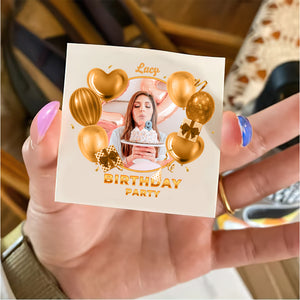 Golden Balloon Birthday, Custom Photo And Text Temporary Tattoo, Personalized Tattoo, Fake Tattoo