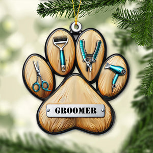 Custom Name Groomer Ornament, Christmas Gift for Groomer Lover