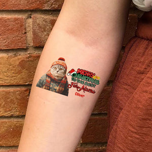 Merry Christmas To The Best Fur Mama, Custom Photo And Text Temporary Tattoo, Personalized Tattoo, Fake Tattoo