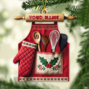 Custom Name Baker Ornament, Christmas Gift for Baker Lover