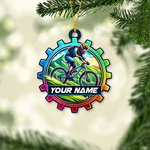 Custom Name Mountain Bike Ornament, Christmas Gift for Mountain Bike Lover