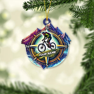 Custom Name Mountain Bike Ornament, Christmas Gift for Mountain Bike Lover