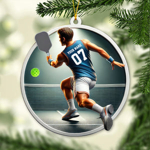 Custom Name and Number Pickleball Ornament, Christmas Gift for Pickleball Lover