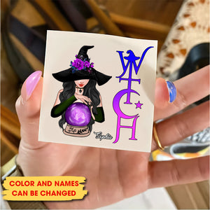 Witch And Ball, Custom Face Photo And Texts Temporary Tattoo, Personalized Tattoo, Fake Tattoo