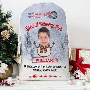 Special Christmas Delivery Custom Photo And Text, Personalized String Bag, Christmas Gift