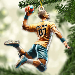 Custom Name and Number Handball Ornament, Christmas Gift for Handball Lover