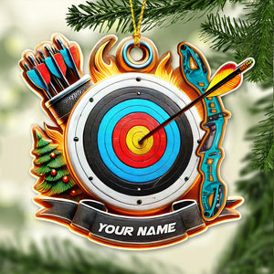 Custom Name Archery Ornament, Christmas Gift for Archery Lover