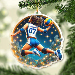 Custom Name and Number Volleyball Ornament, Christmas Gift for Volleyball Lover