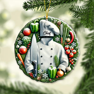 Custom Name Chef Ornament, Christmas Gift for Cooking Lover