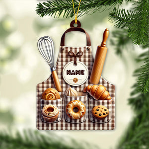 Custom Name Baker Ornament, Christmas Gift for Baker Lover