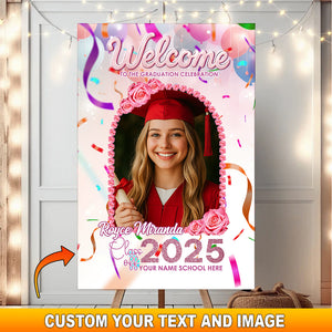 Welcome To Graduation Celebration Custom Party Welcome Sign - Personalized Graduation Decoration - Graduation Sign