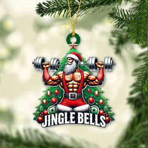 Custom Name Weightlifting Christmas Ornament, Santa Christmas Gift