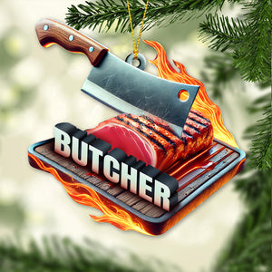 Custom Name Butcher Ornament, Christmas Gift