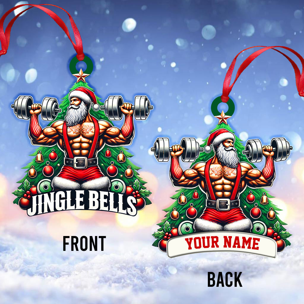 Custom Name Weightlifting Christmas Ornament, Santa Christmas Gift