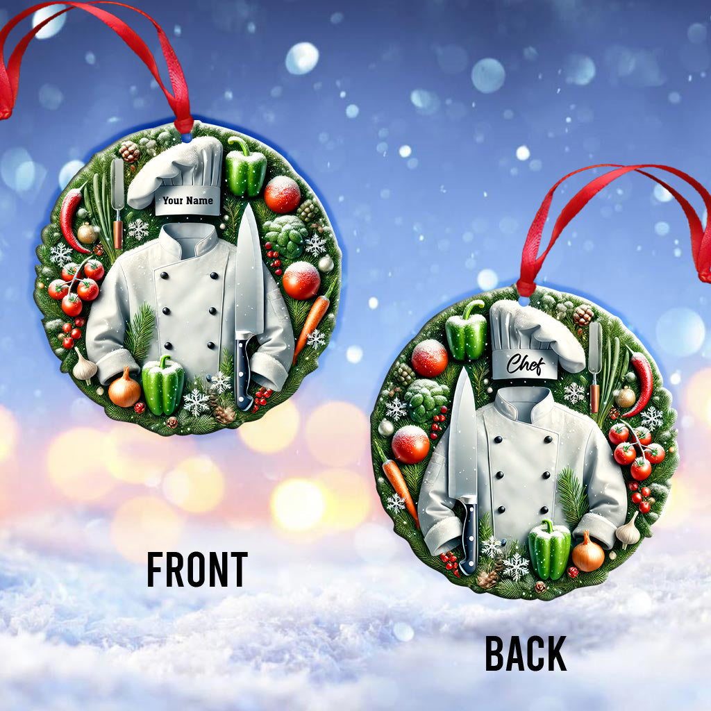 Custom Name Chef Ornament, Christmas Gift for Cooking Lover