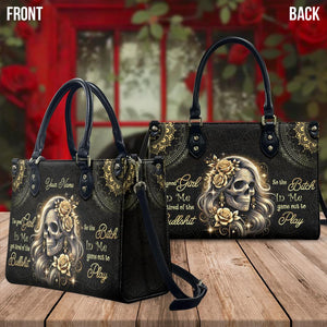 Custom Name Handbag, Skull Lady Evil Personalized Leather Handbag