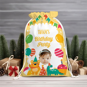 Happy Cute Kid Birthday String Bag Personalized Christmas String Bag