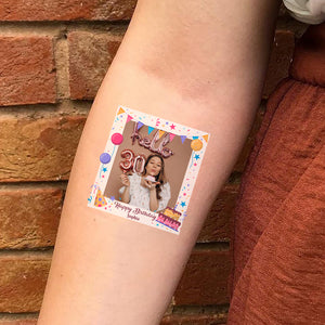 Birthday Party, Custom Photo And Text Temporary Tattoo, Personalized Tattoo, Fake Tattoo