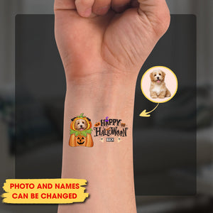 Happy Halloween Pet Lover, Custom Face Photo And Texts Temporary Tattoo, Personalized Tattoo, Fake Tattoo