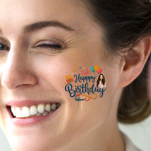 Colorful Happy Birthday Tattoo, Custom Photo And Texts Temporary Tattoo, Personalized Tattoo, Fake Tattoo