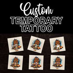 Trick Or Treat Halloween Kid, Custom Face Photo And Texts Temporary Tattoo, Personalized Tattoo, Fake Tattoo