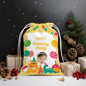 Happy Cute Kid Birthday String Bag Personalized Christmas String Bag