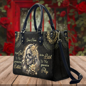 Custom Name Handbag, Skull Lady Evil Personalized Leather Handbag