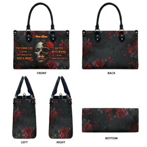 Custom Name Handbag, Skull Lady Evil Personalized Leather Handbag