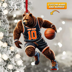 Custom Ornament, Basketball Bear Ornament, Christmas Decor