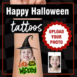 Let's-Get-Wicked, Custom Photo Temporary Tattoo, Personalized Tattoo, Fake Tattoo