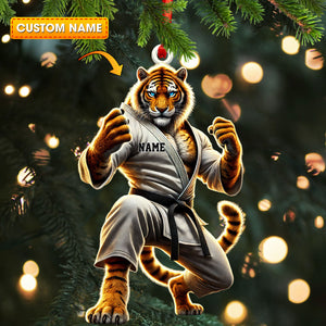 Tiger Karate Ornament, Personalized Ornament