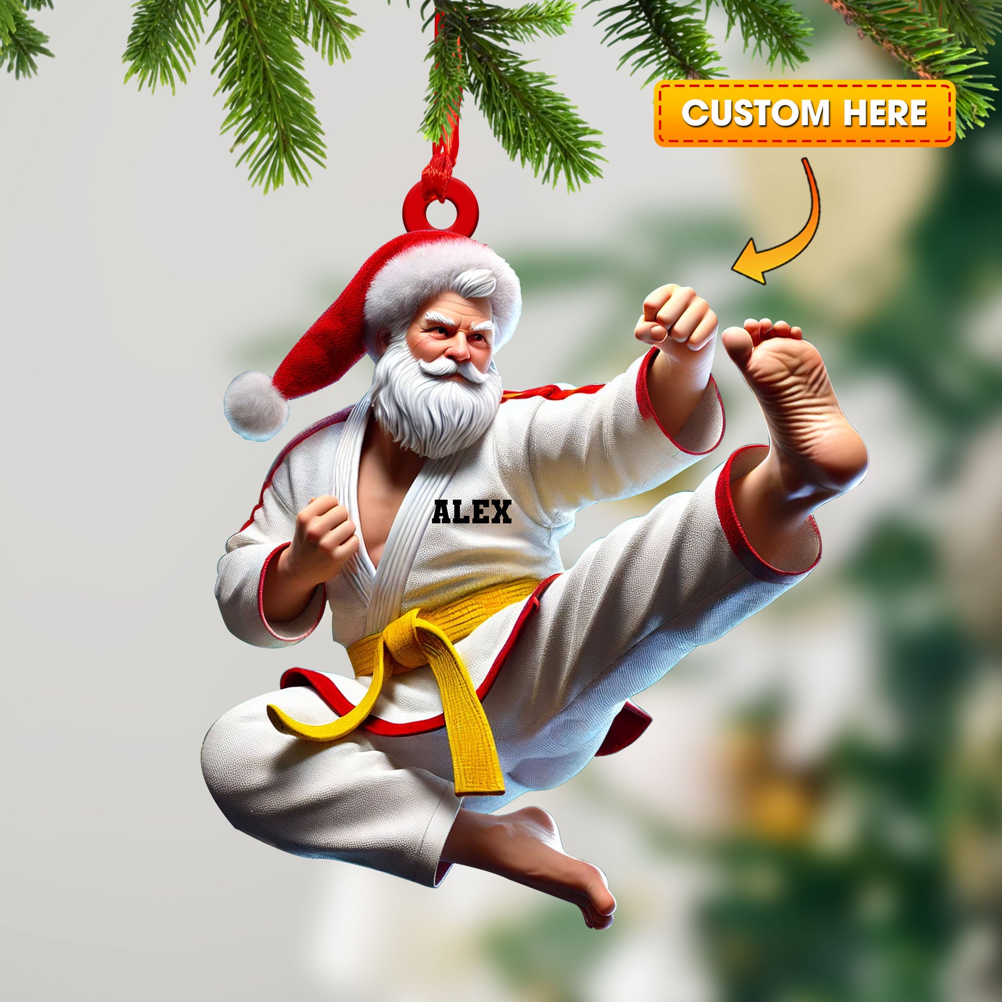 Custom Ornament, Judo Santa Ornament, Christmas Decor