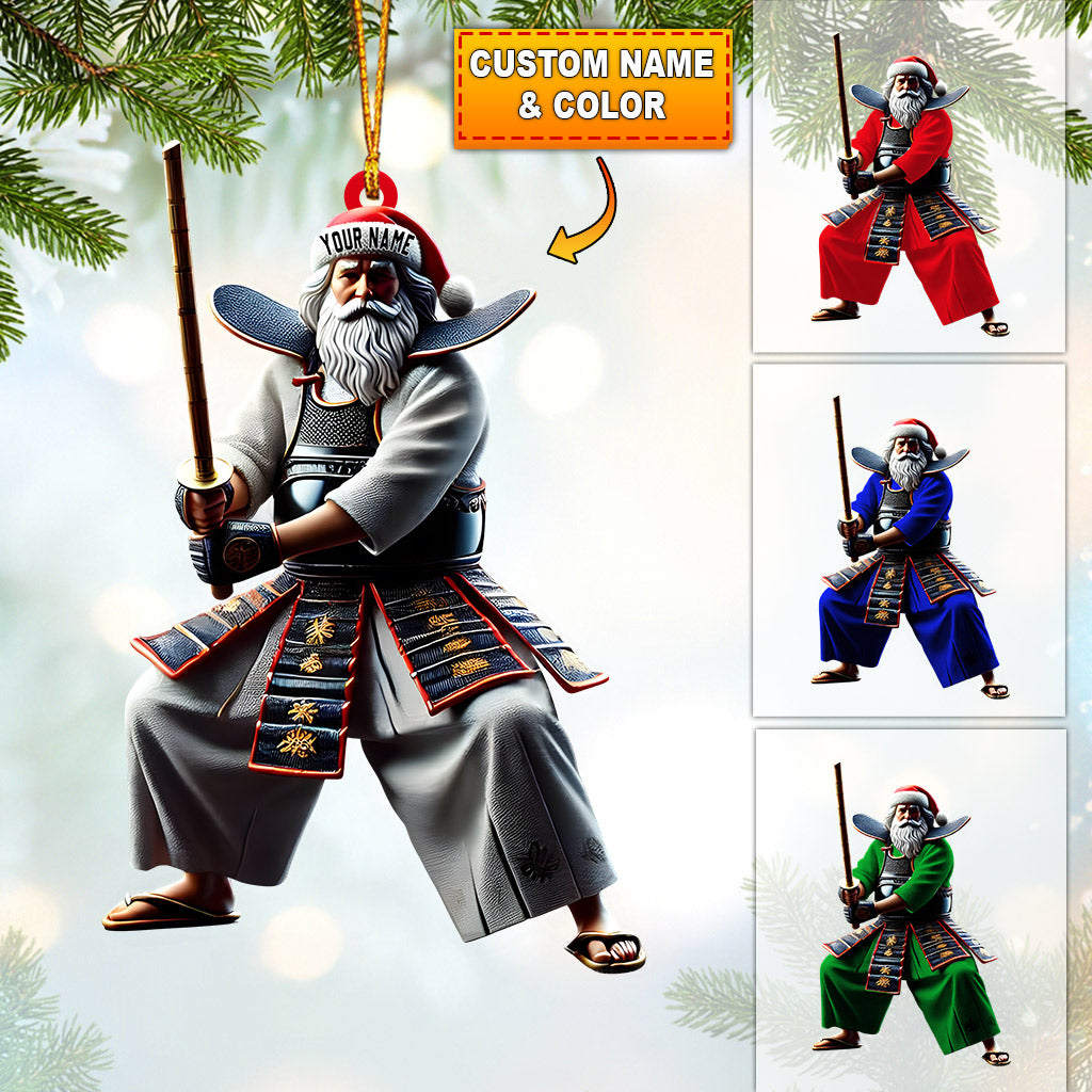 Santa Samurai Home Decor Christmas Ornament, Personalized Ornament